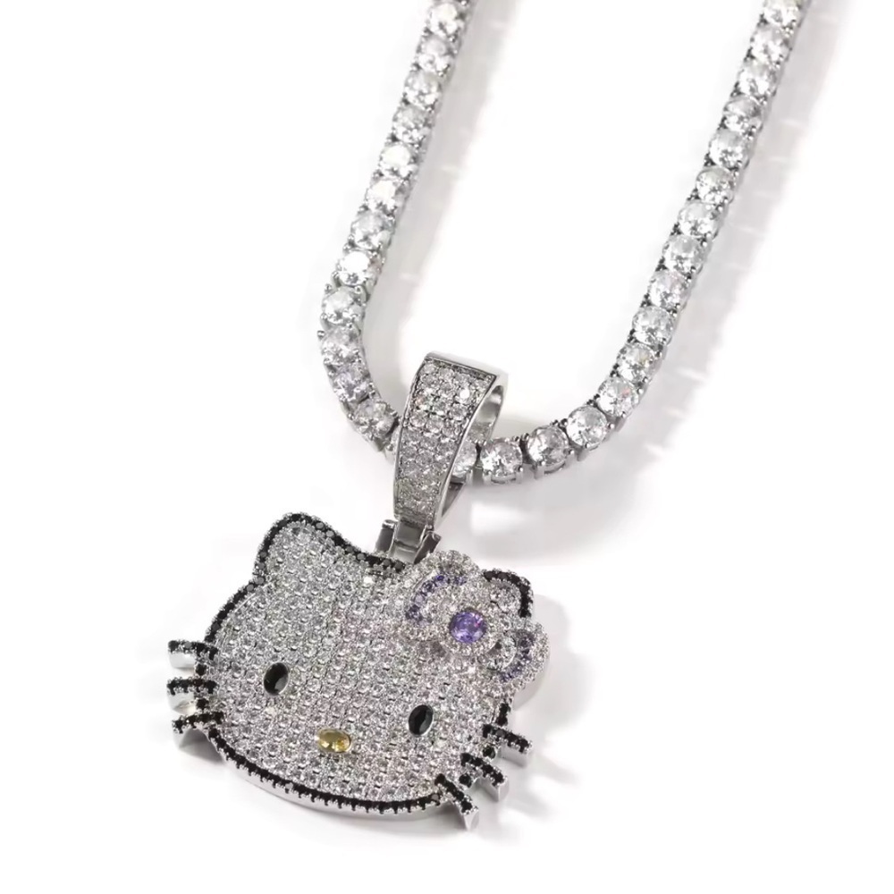 Silver and Purple Hello Kitty Pendant Necklace - Picture 2 of 2